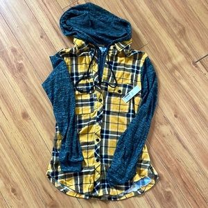 NWT light weight flannel with hoodie!